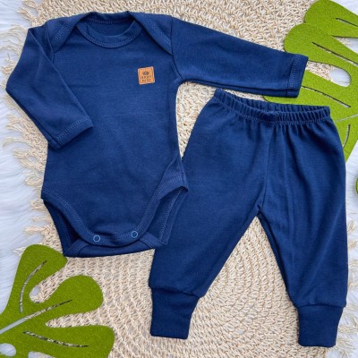 Conj. Body e Calça 100% Algodão Pima com Proteção UV50+ - Azul Marinho